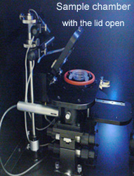 Sample chamber with the lid open